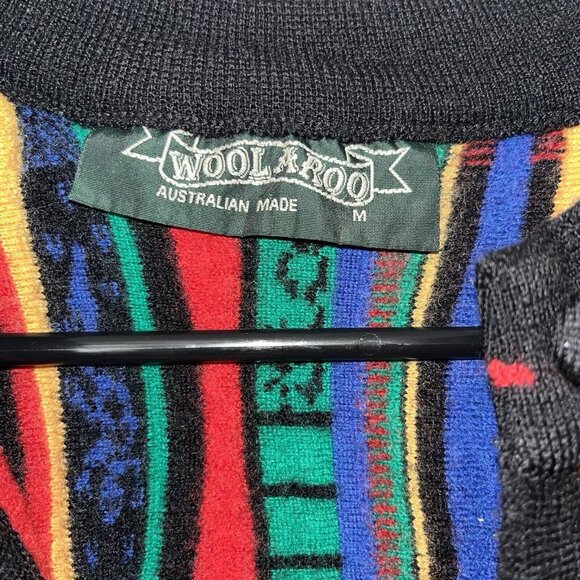 Woolaroo Cardigan Sweater Size Medium 3D Striped Multicolor *FLAW - Picture 3 of 12